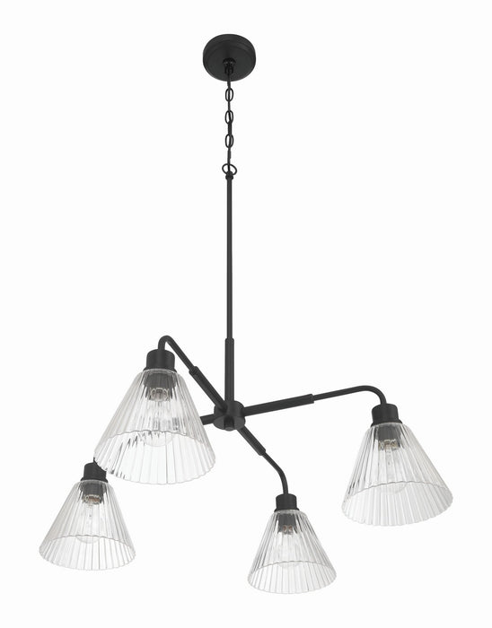 Craftmade - 61124-FB - Four Light Chandelier - Pleated - Flat Black