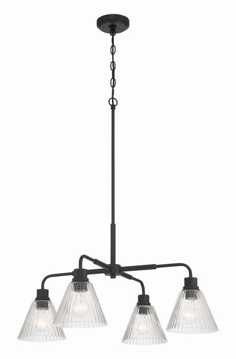 Craftmade - 61124-FB - Four Light Chandelier - Pleated - Flat Black