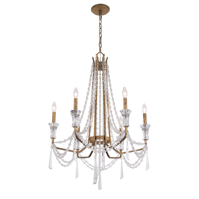Varaluz - 270C06BK - Six Light Chandelier - Barcelona - Brass Kisser
