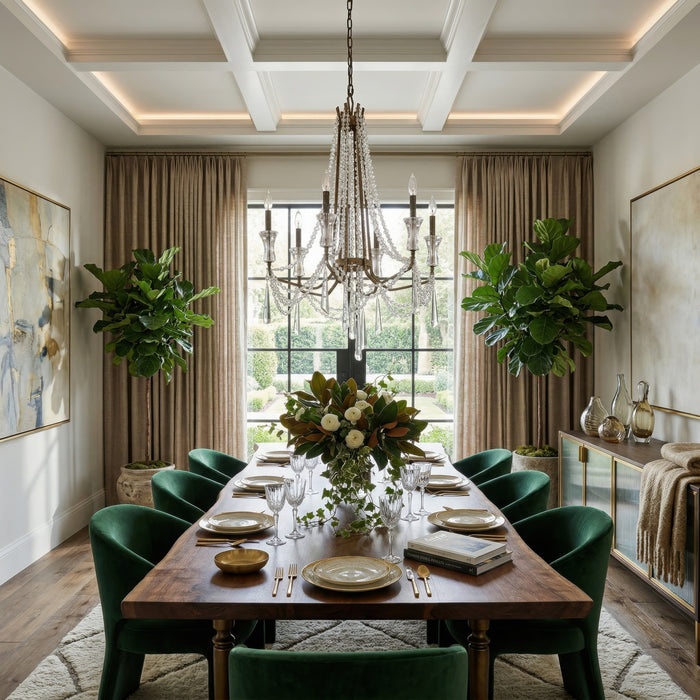 Varaluz - 270C06BK - Six Light Chandelier - Barcelona - Brass Kisser