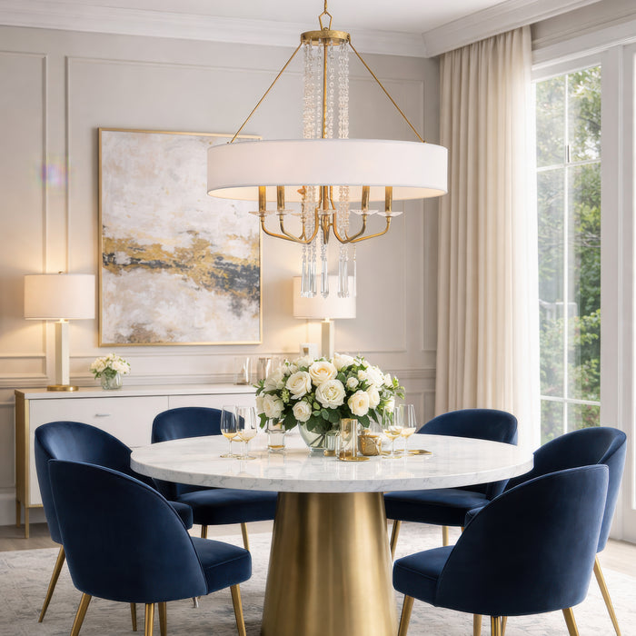 Varaluz - 270P06BK - Six Light Pendant - Barcelona - Brass Kisser