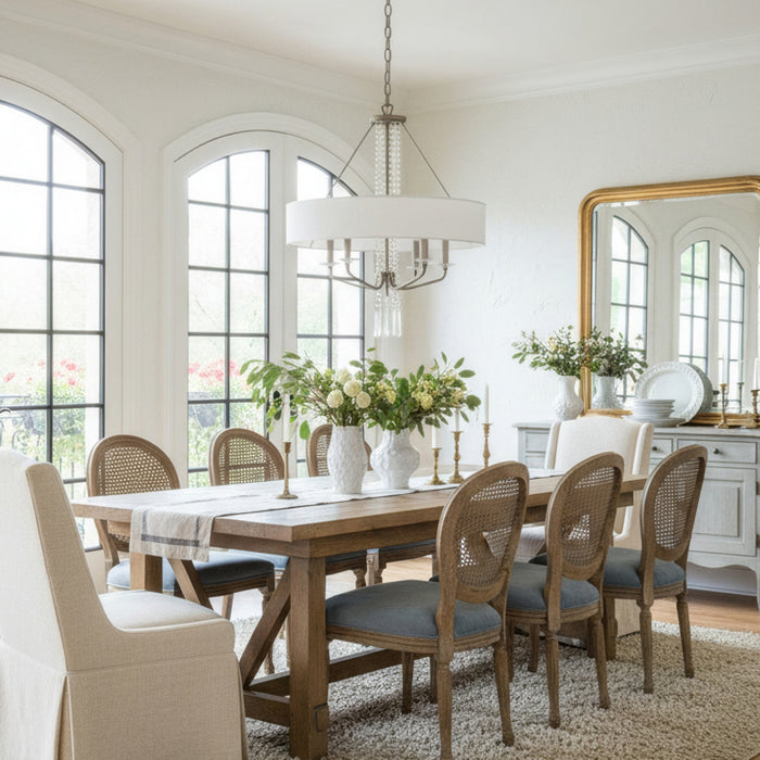 Varaluz - 270P06TR - Six Light Pendant - Barcelona - Transcend Silver