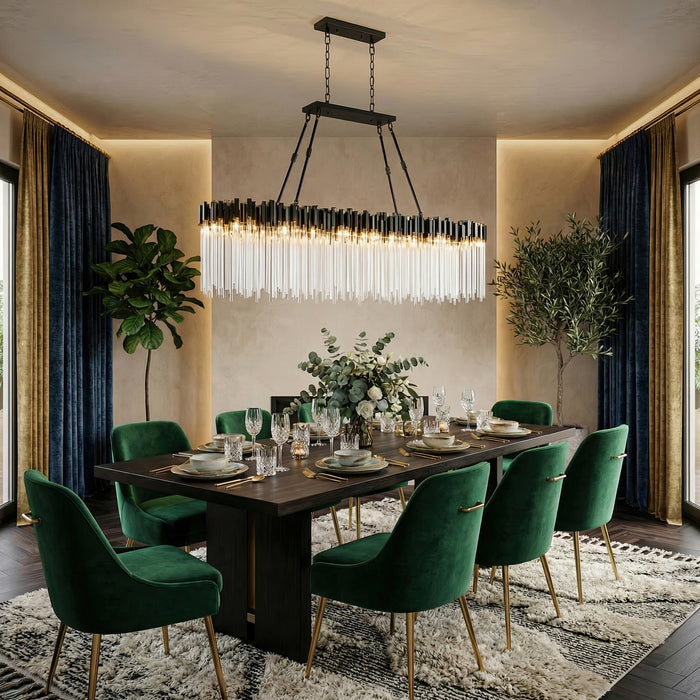 Varaluz - 309N10MBFG - Ten Light Linear Pendant - Matrix - Matte Black/French Gold