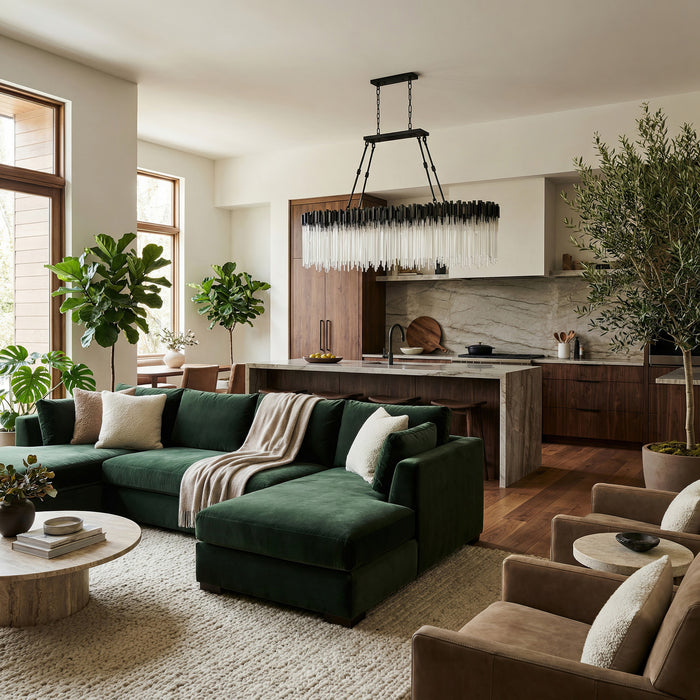 Varaluz - 309N10MBFG - Ten Light Linear Pendant - Matrix - Matte Black/French Gold