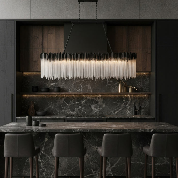 Varaluz - 309N12MBFG - 12 Light Linear Chandelier - Matrix - Matte Black/French Gold