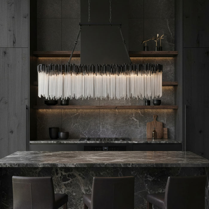 Varaluz - 309N12MBFG - 12 Light Linear Chandelier - Matrix - Matte Black/French Gold