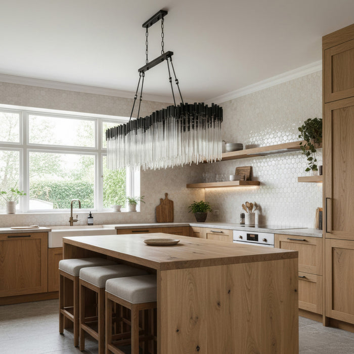 Varaluz - 309N12MBFG - 12 Light Linear Chandelier - Matrix - Matte Black/French Gold