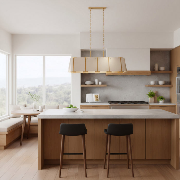 Varaluz - 518N06SSBS - Six Light Pendant - Peep Show - Sunwashed Silver/Brushed Sienna