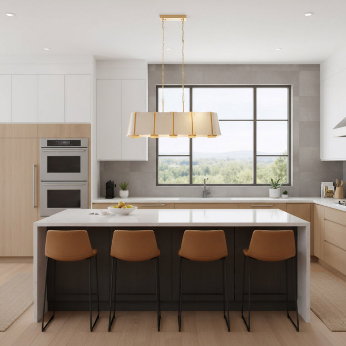 Varaluz - 518N06SSBS - Six Light Pendant - Peep Show - Sunwashed Silver/Brushed Sienna