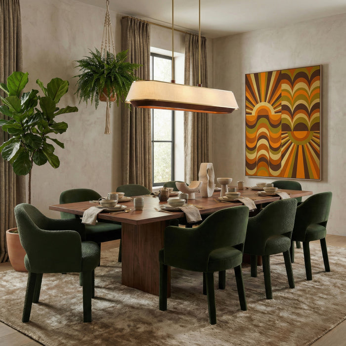 Varaluz - 520N06SBW - Six Light Linear Pendant - Desert Flyer - Satin Brass/Medium Walnut