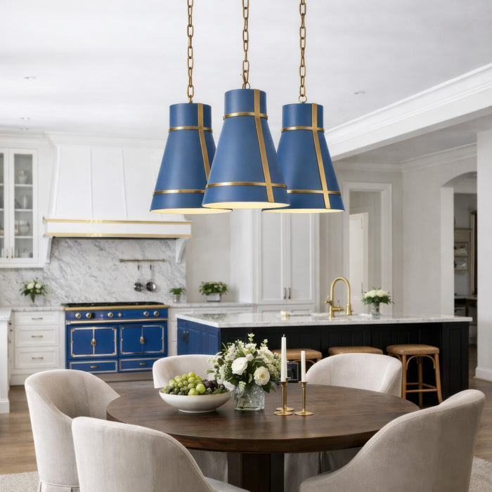 Varaluz - 536M01FBBRZ - One Light Pendant - Brasserie - French Blue/Heritage Bronze