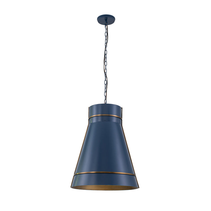 Varaluz - 536P01FBBRZ - One Light Pendant - Brasserie - French Blue/Heritage Bronze