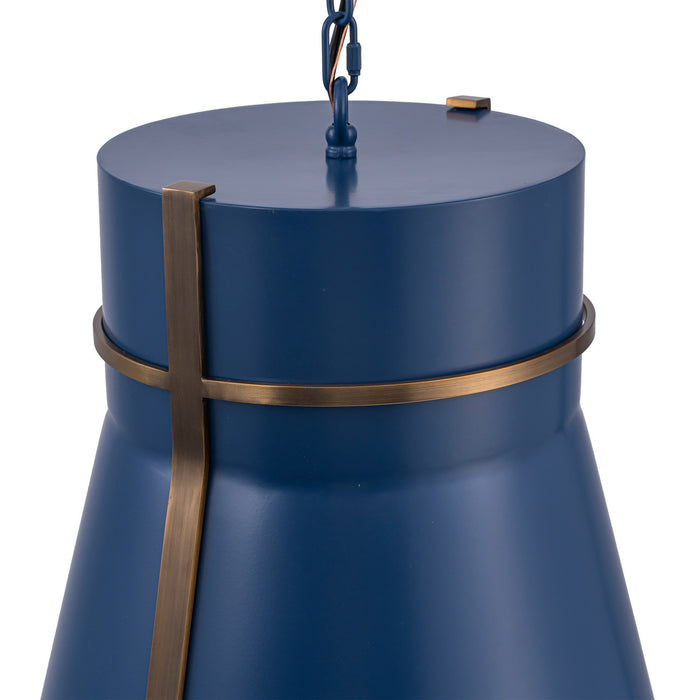 Varaluz - 536P01FBBRZ - One Light Pendant - Brasserie - French Blue/Heritage Bronze