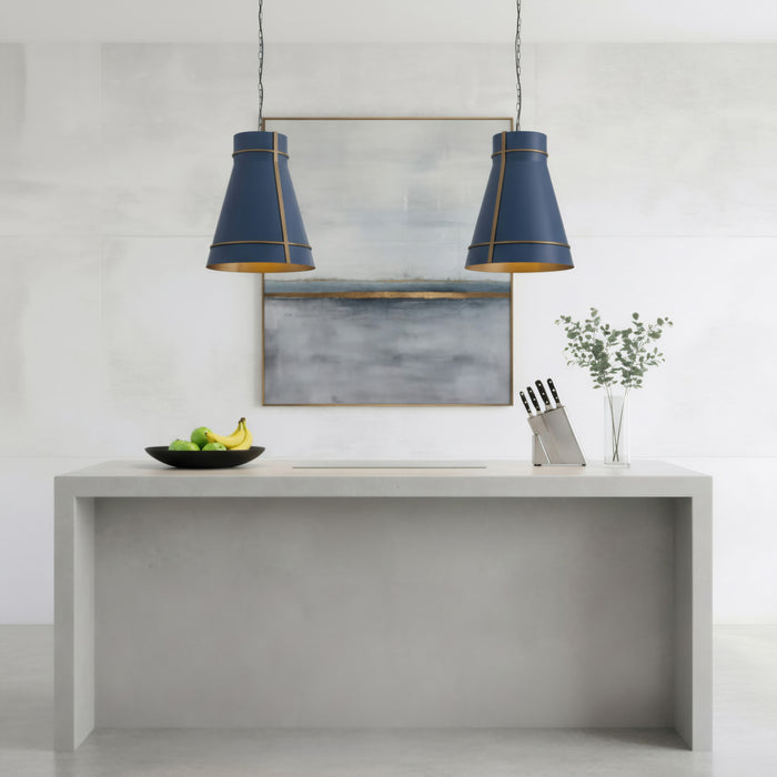 Varaluz - 536P01FBBRZ - One Light Pendant - Brasserie - French Blue/Heritage Bronze