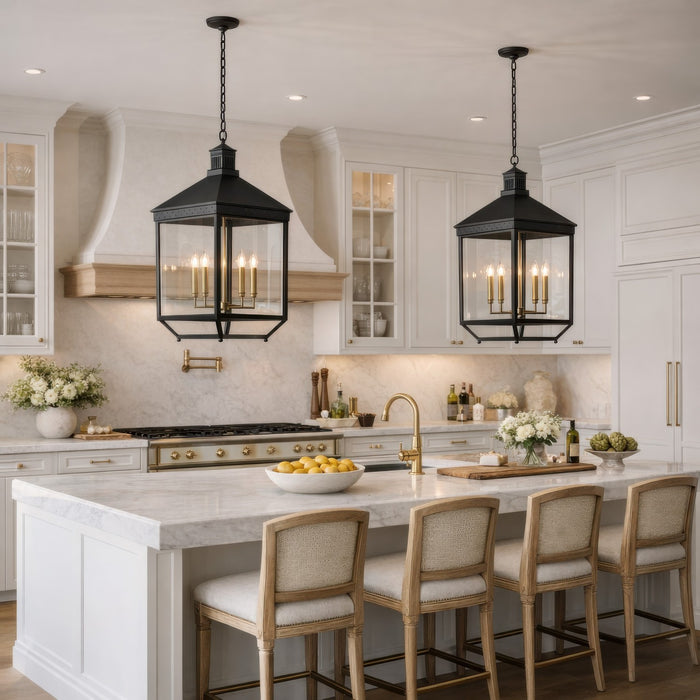 Varaluz - 547P04LAZNCATB - Four Light Pendant - Midnight Manor - Blackened Zinc/Antique Bronze