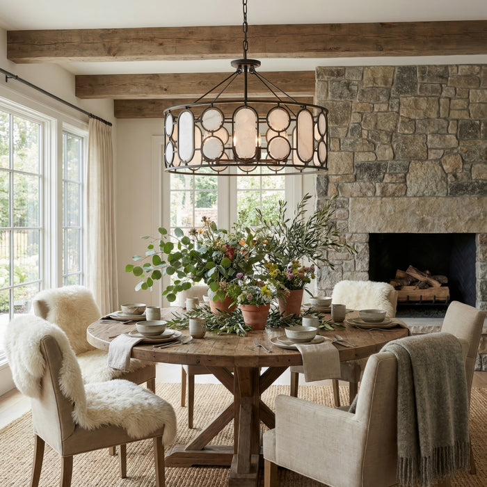 Varaluz - 555P06DB - Six Light Pendant - Oval Office - Ironclad