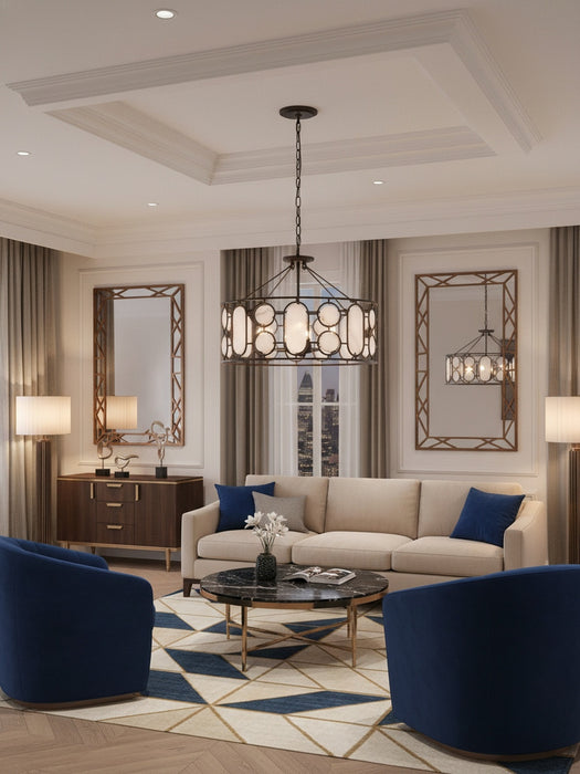Varaluz - 555P06DB - Six Light Pendant - Oval Office - Ironclad