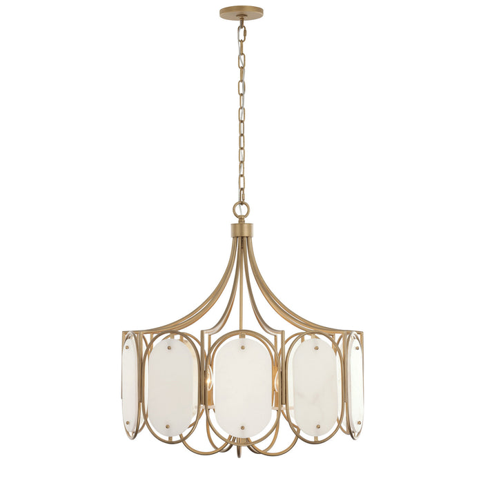 Varaluz - 556P05BK - Five Light Pendant - Panelist - Brass Kisser