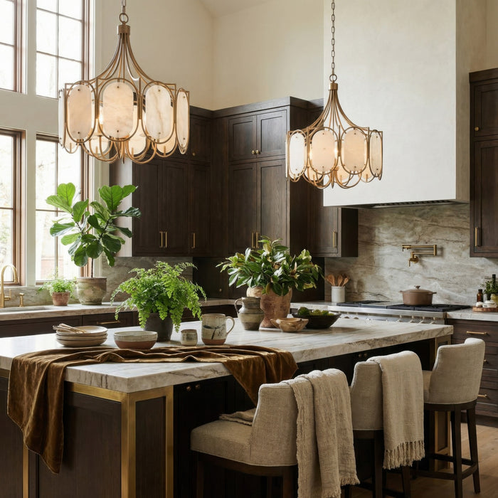 Varaluz - 556P05BK - Five Light Pendant - Panelist - Brass Kisser