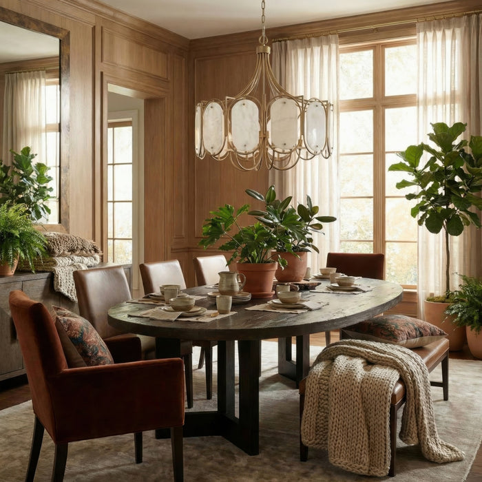 Varaluz - 556P06BK - Six Light Pendant - Panelist - Brass Kisser