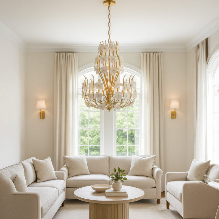 Varaluz - 558C09FG - Nine Light Chandelier - Petal Court - French Gold