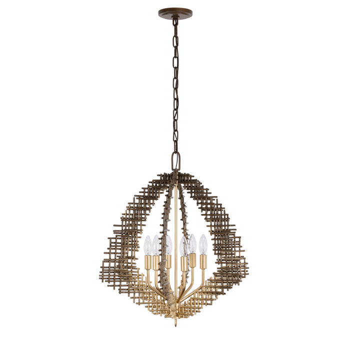 Varaluz - 559P06DBFG - Six Light Pendant - Construct - Dark Bronze / French Gold