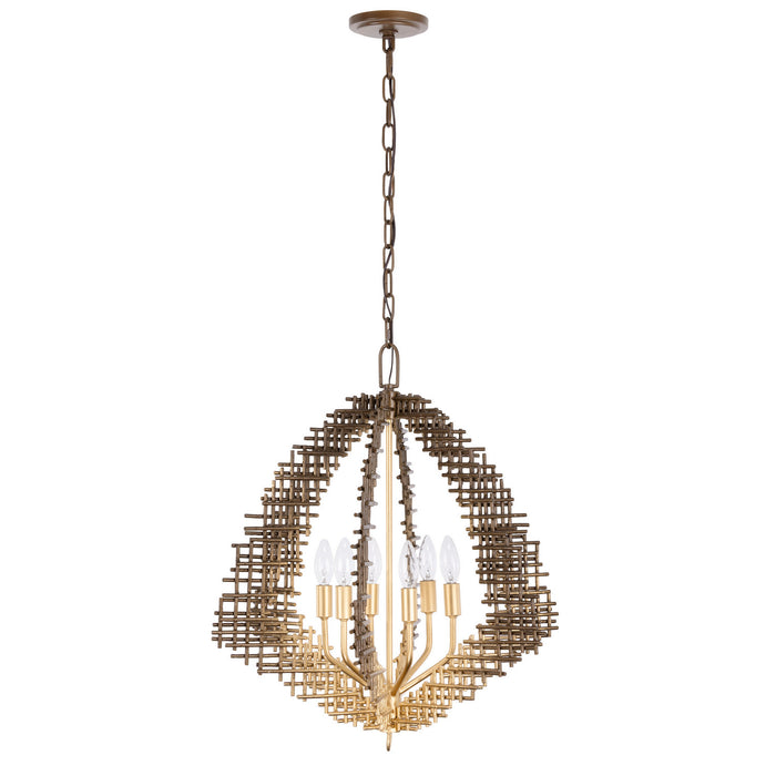 Varaluz - 559P06DBFG - Six Light Pendant - Construct - Dark Bronze / French Gold