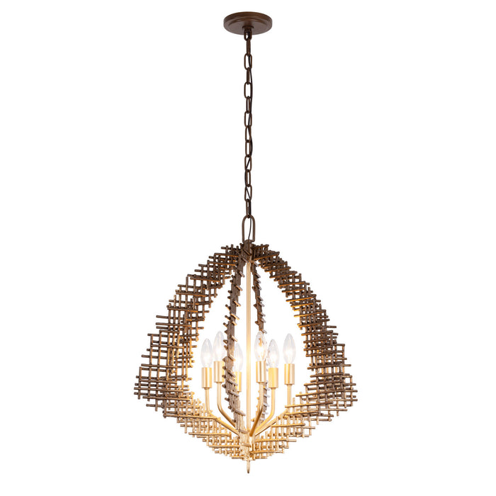 Varaluz - 559P06DBFG - Six Light Pendant - Construct - Dark Bronze / French Gold