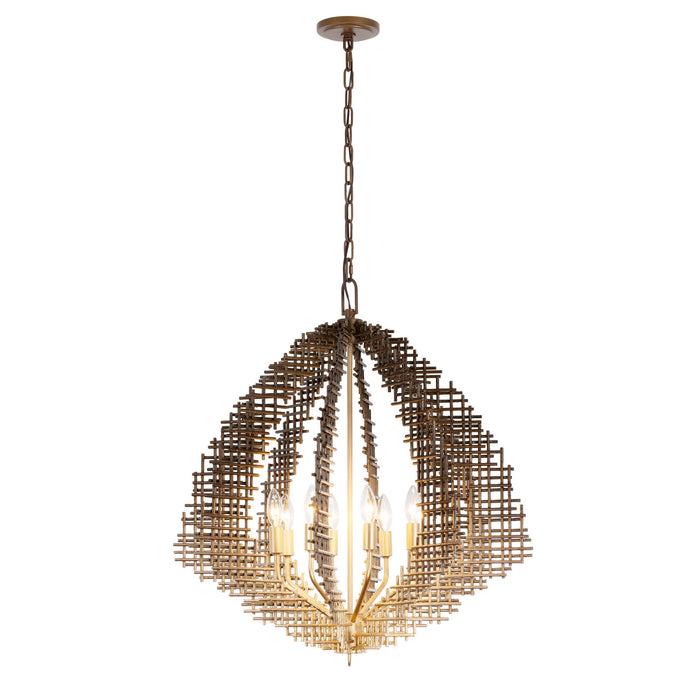 Varaluz - 559P08DBFG - Eight Light Pendant - Construct - Dark Bronze / French Gold