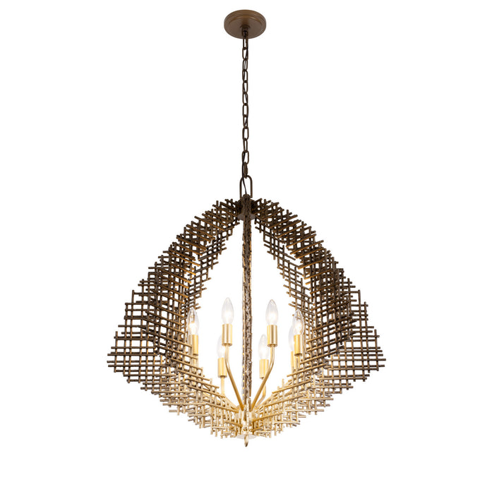 Varaluz - 559P08DBFG - Eight Light Pendant - Construct - Dark Bronze / French Gold