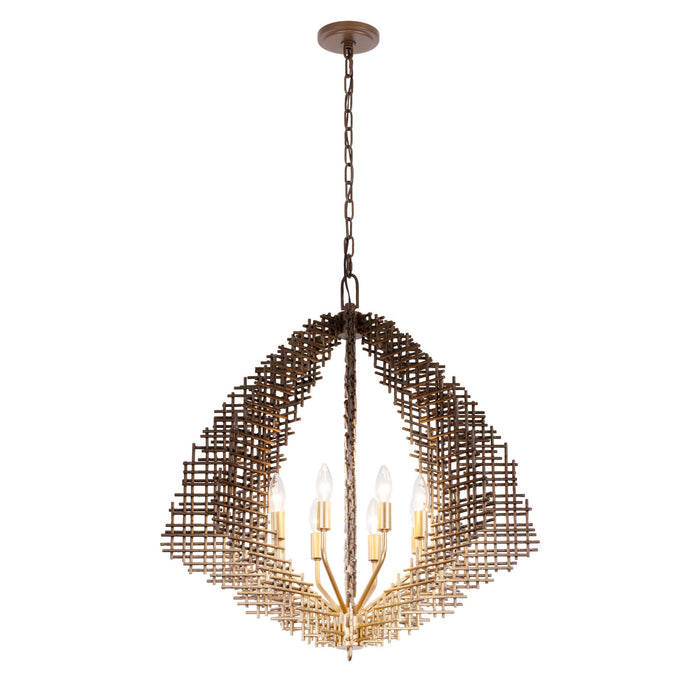 Varaluz - 559P08DBFG - Eight Light Pendant - Construct - Dark Bronze / French Gold