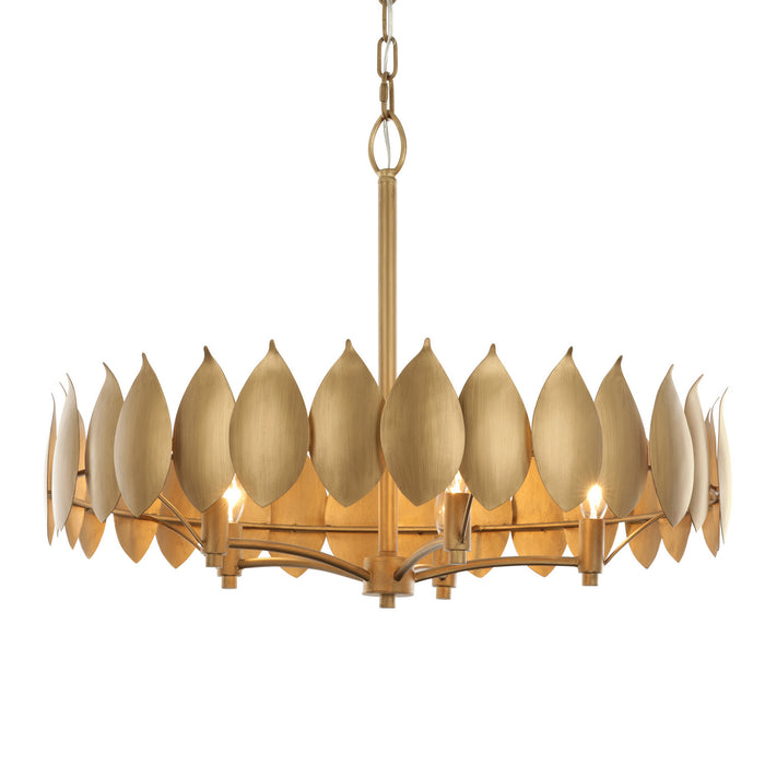 Varaluz - 560C05BK - Five Light Pendant - Petal Reign - Brass Kisser