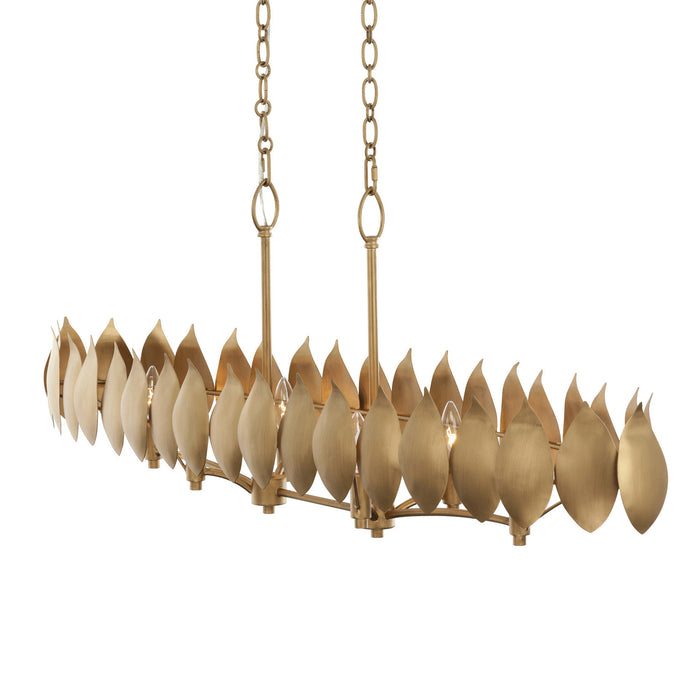 Varaluz - 560N06BK - Six Light Pendant - Petal Reign - Brass Kisser