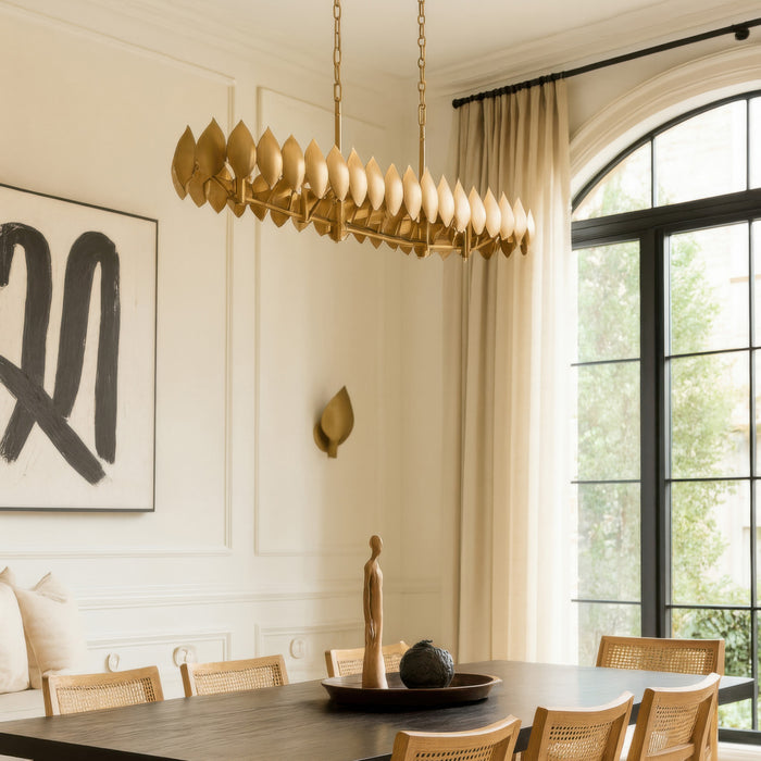 Varaluz - 560N06BK - Six Light Pendant - Petal Reign - Brass Kisser