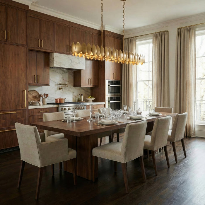 Varaluz - 560N08BK - Eight Light Pendant - Petal Reign - Brass Kisser