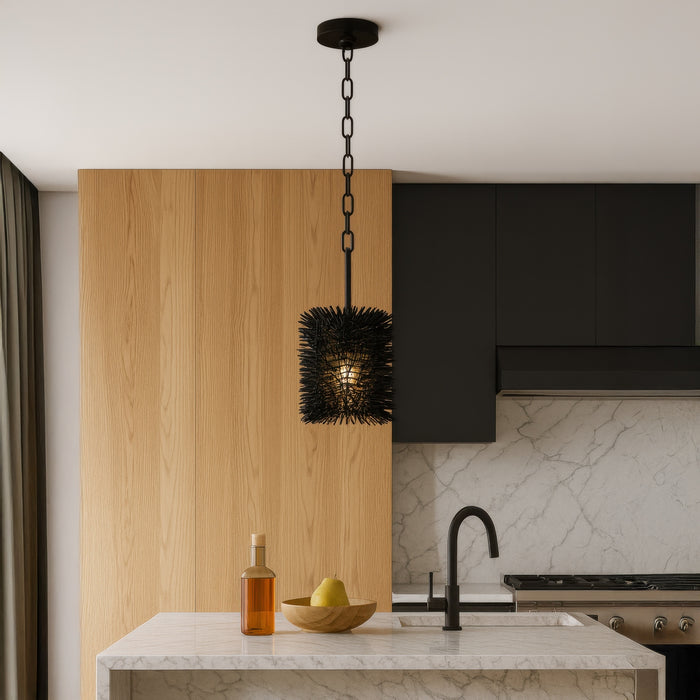 Varaluz - 569M01BL - One Light Pendant - Urchin - Black