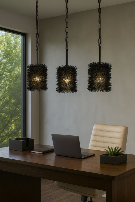 Varaluz - 569M01BL - One Light Pendant - Urchin - Black