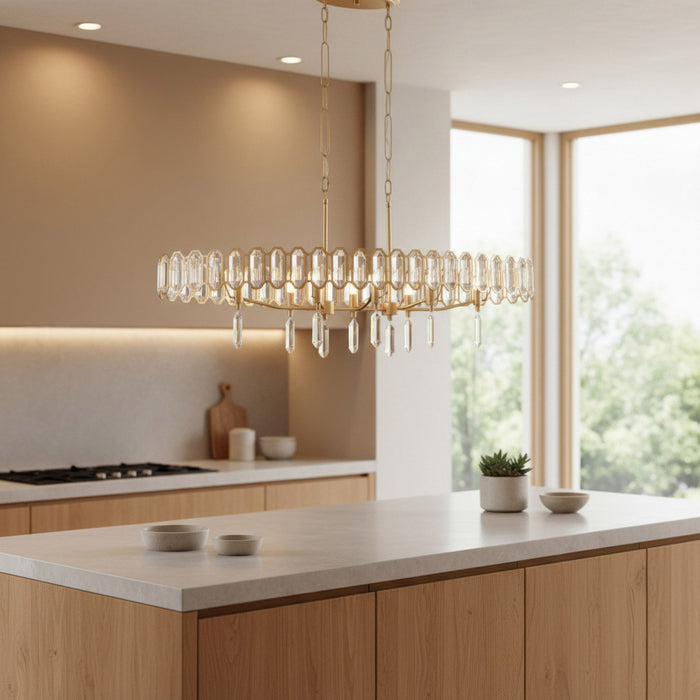 Varaluz - 572N08BK - Eight Light Pendant - Drama Club - Brass Kisser