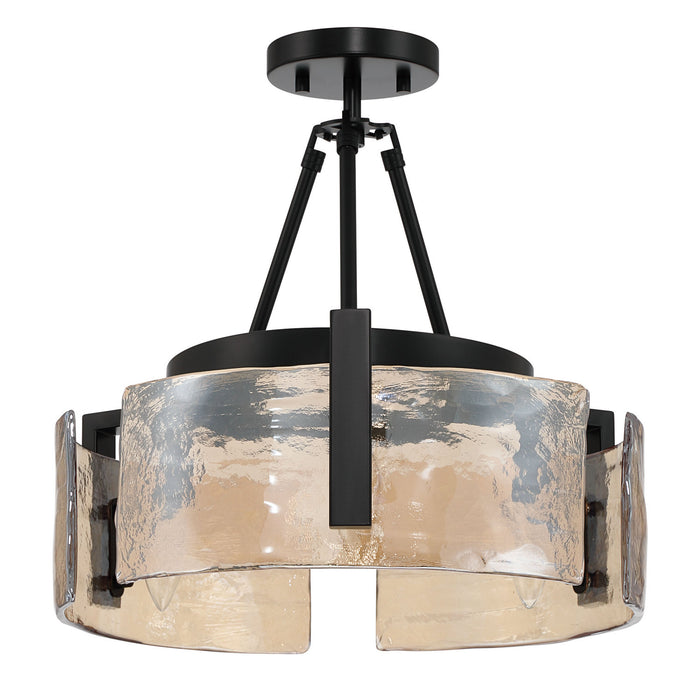 Golden - 3164-3SF BLK-AWG - Three Light Semi-Flush Mount - Aenon - Matte Black