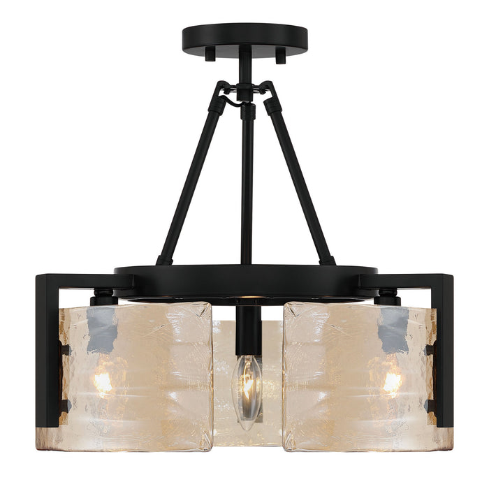 Golden - 3164-3SF BLK-AWG - Three Light Semi-Flush Mount - Aenon - Matte Black