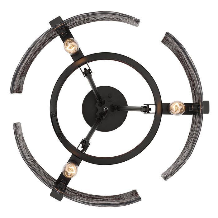 Golden - 3164-3SF BLK-SWG - Three Light Semi-Flush Mount - Aenon - Matte Black
