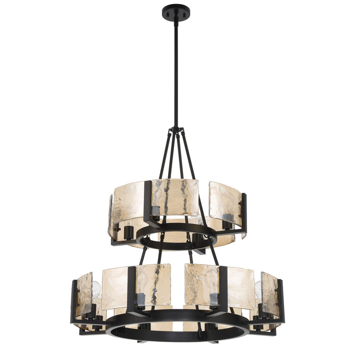 Golden - 3164-4-8 BLK-AWG - 12 Light Chandelier - Aenon - Matte Black