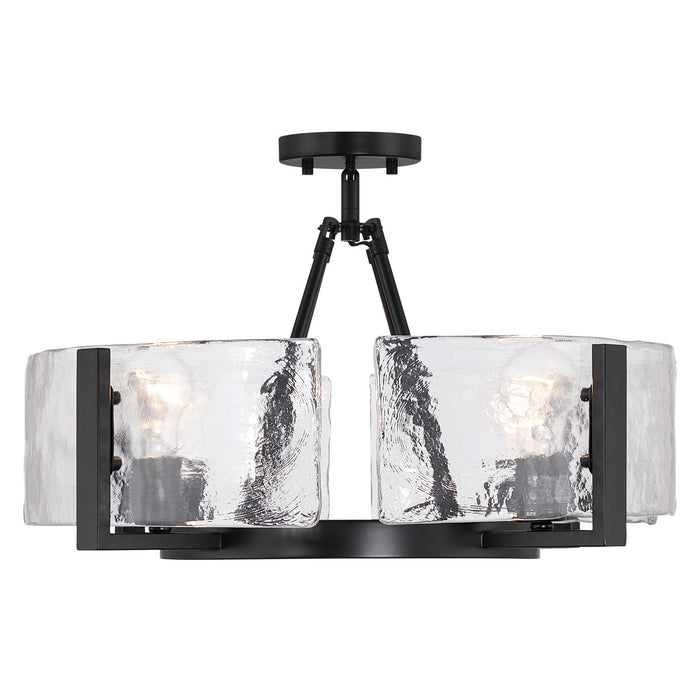 Golden - 3164-4SF BLK-HWG - Four Light Semi-Flush Mount - Aenon - Matte Black