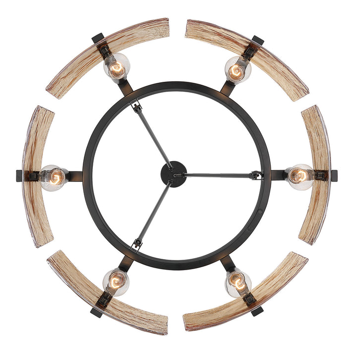 Golden - 3164-6 BLK-AWG - Six Light Chandelier - Aenon - Matte Black