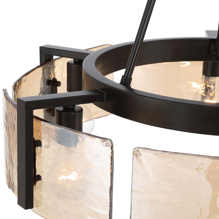 Golden - 3164-6 BLK-AWG - Six Light Chandelier - Aenon - Matte Black