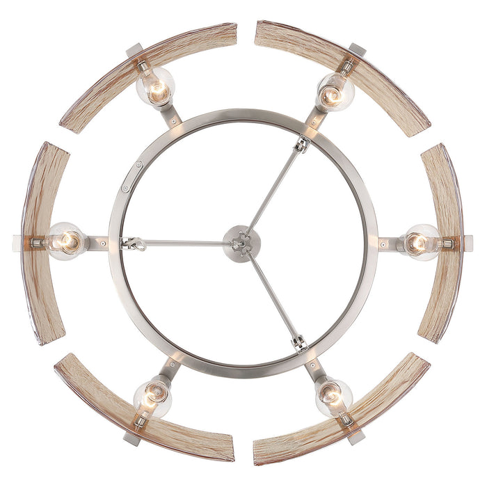 Golden - 3164-6 PW-AWG - Six Light Chandelier - Aenon - Pewter