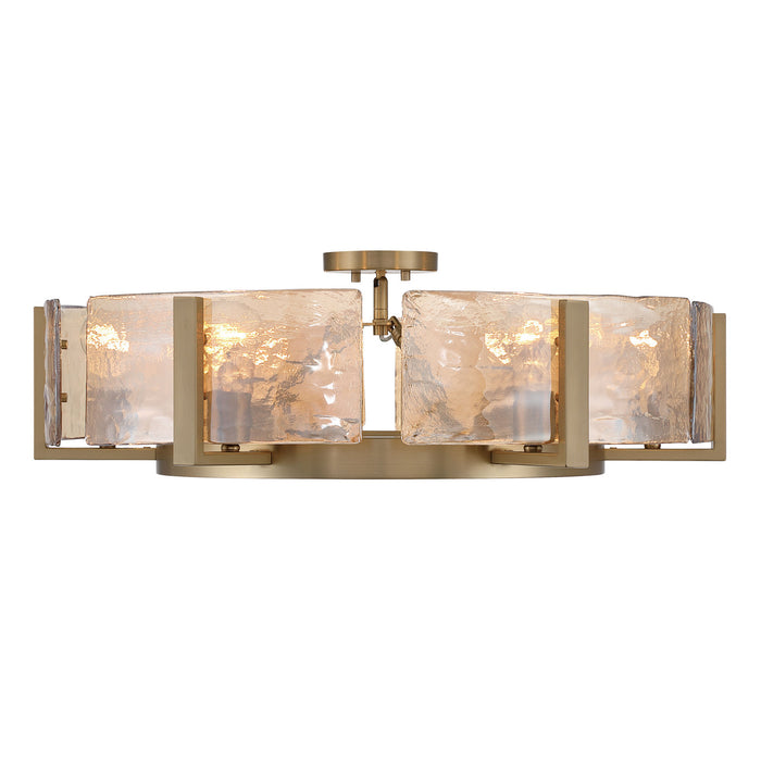 Golden - 3164-6SF BCB-AWG - Six Light Semi-Flush Mount - Aenon - Brushed Champagne Brass