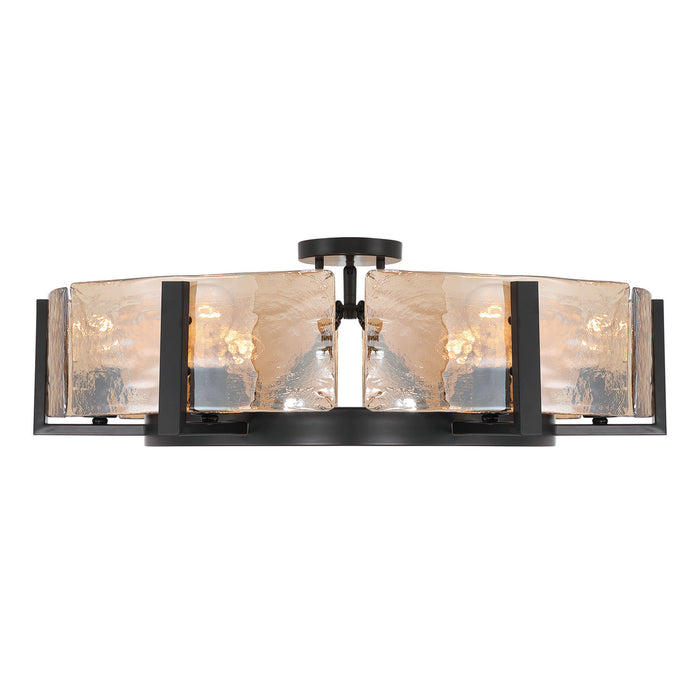 Golden - 3164-6SF BLK-AWG - Six Light Semi-Flush Mount - Aenon - Matte Black