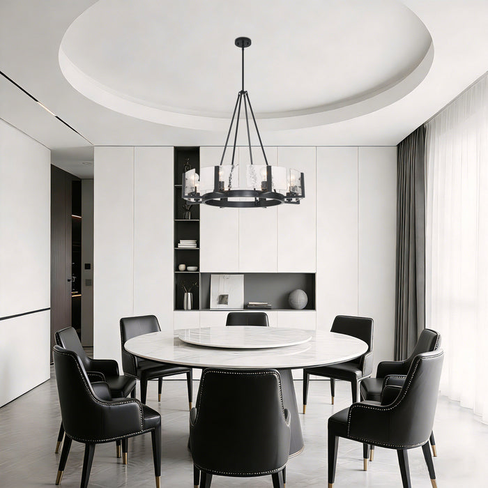 Golden - 3164-8 BLK-HWG - Eight Light Chandelier - Aenon - Matte Black