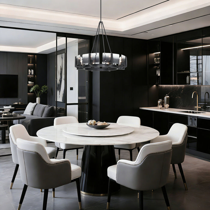 Golden - 3164-8 BLK-SWG - Eight Light Chandelier - Aenon - Matte Black